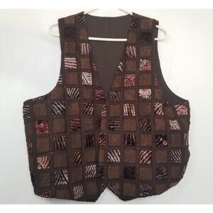 Unbranded Brown Vest Crinkle Material Velour Animal Print Size SEE MEASUREMENTS